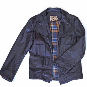 Vintage dark brown leather biker jacket